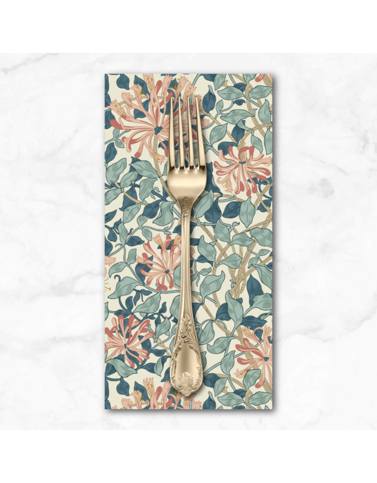 PD's William Morris Collection Morris & Co, Classics, Honeysuckle in Aqua, Dinner Napkin