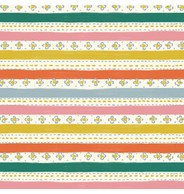 Cloud9 Fabrics Happy Homestead, Stripes and Stitches in Multi, Fabric Half-Yards