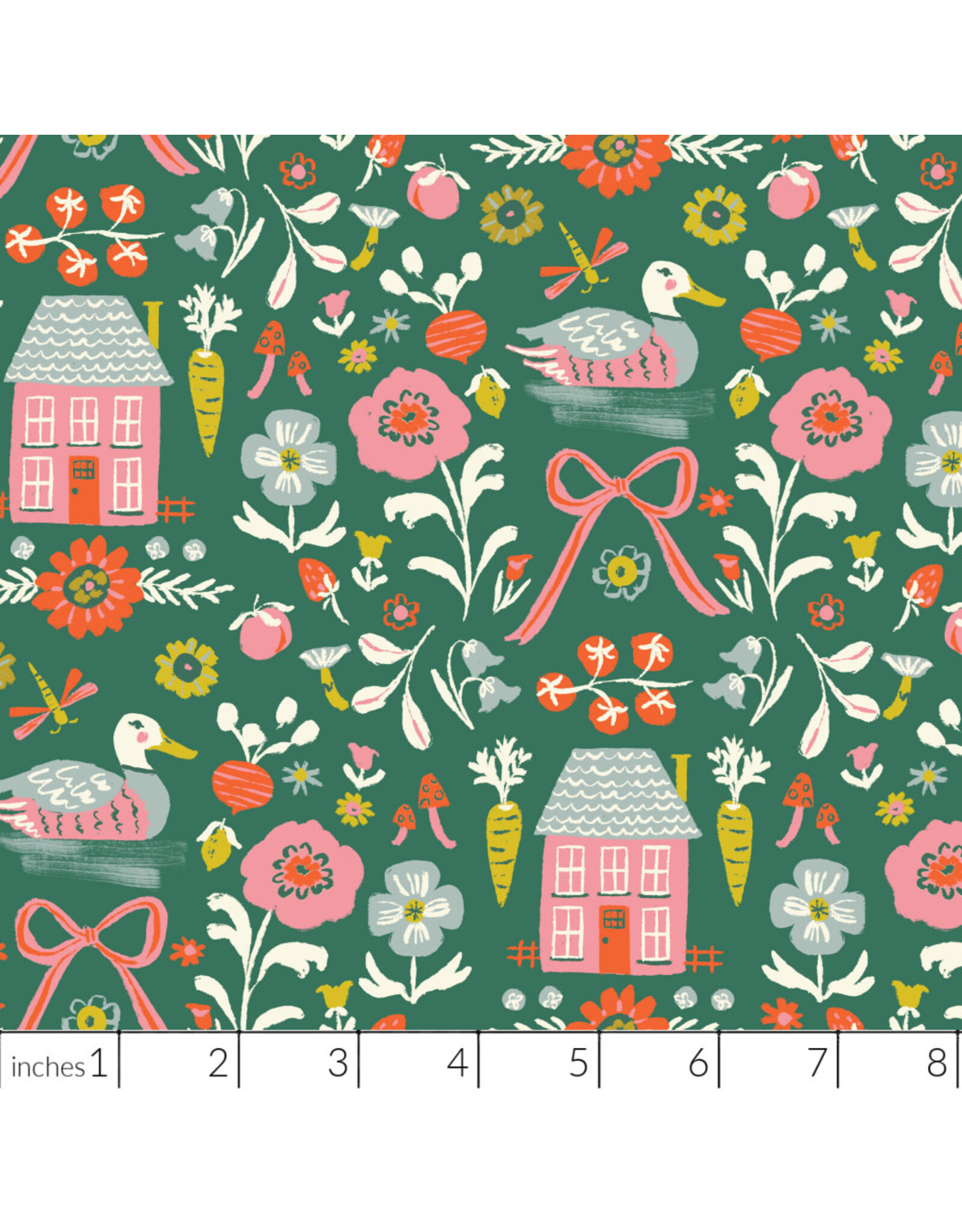 Cloud9 Fabrics Happy Homestead, Homestead in Green, Fabric Half-Yards