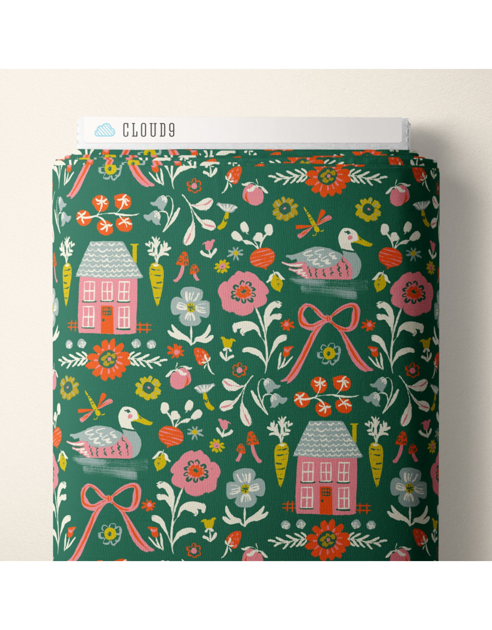 Cloud9 Fabrics Happy Homestead, Homestead in Green, Fabric Half-Yards