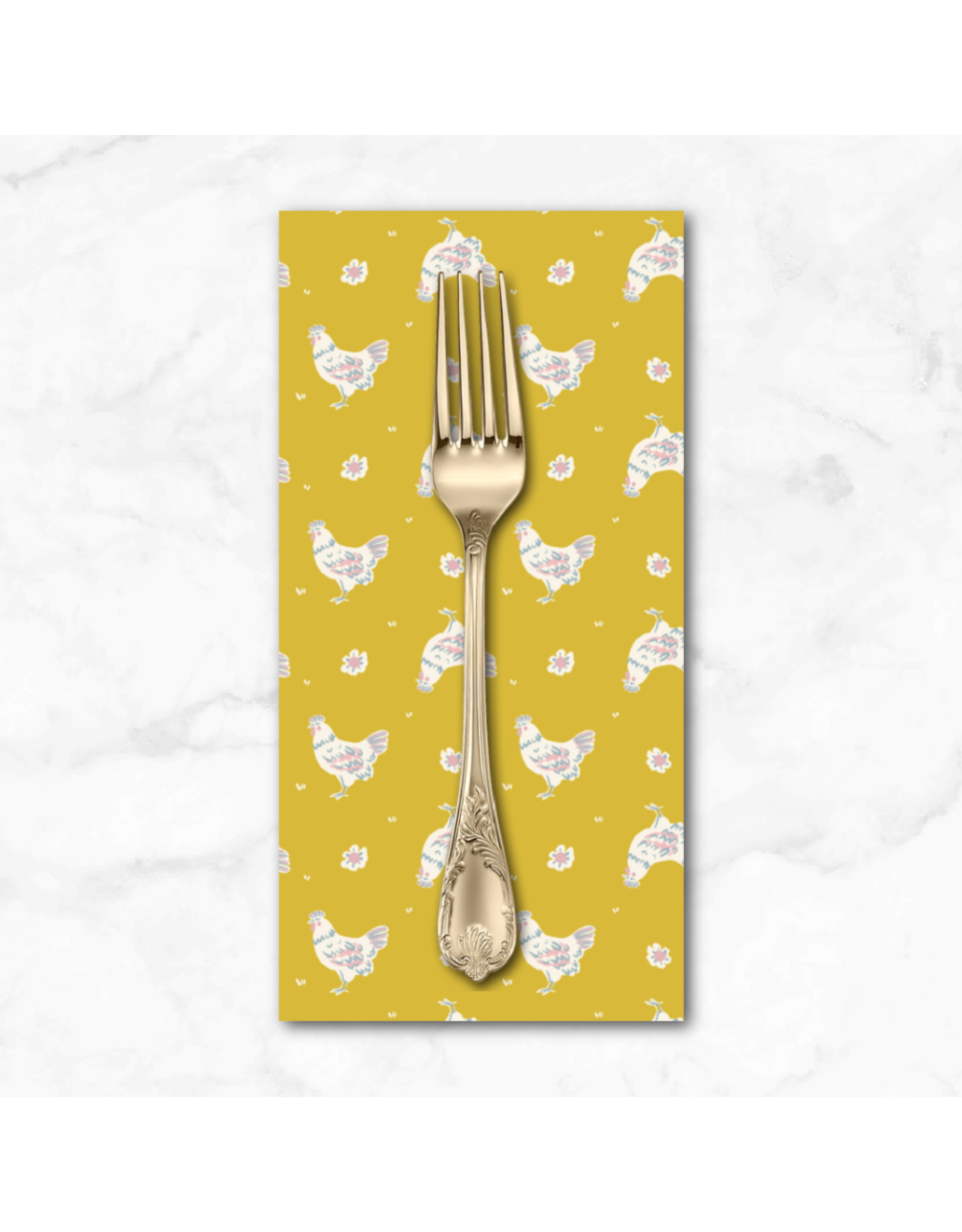PD's Cloud9 Collection Happy Homestead, Happy Hens in Gold, Dinner Napkin