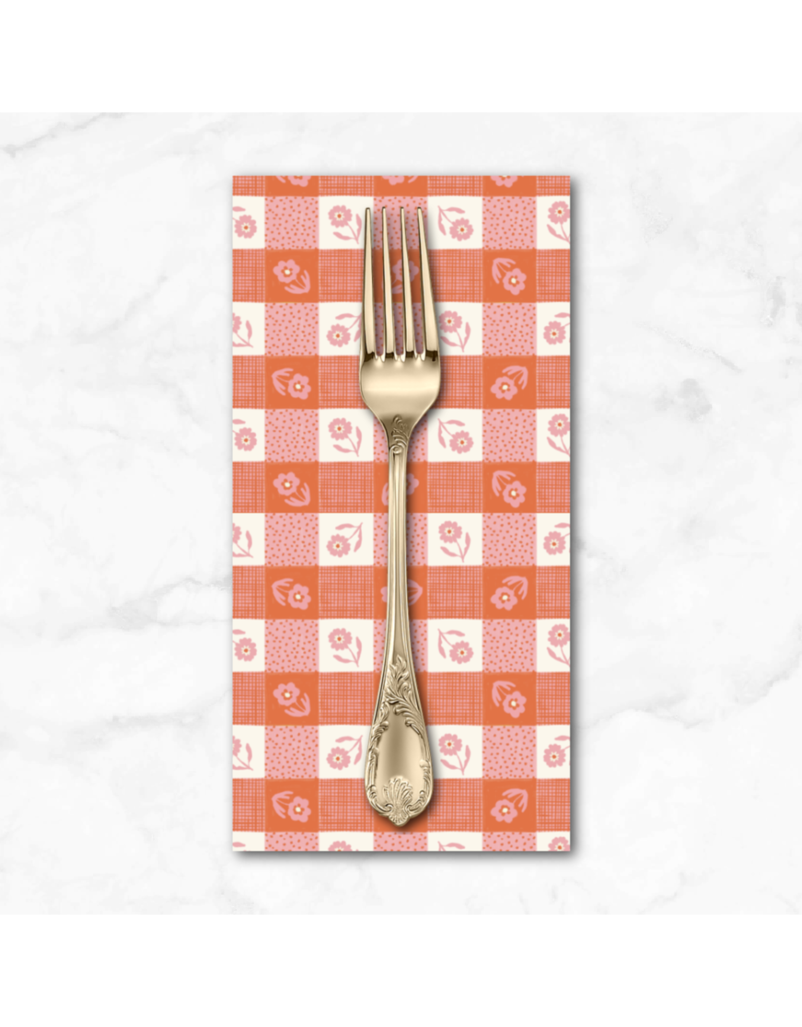 PD's Cloud9 Collection Happy Homestead, Gingham in Pink Orange, Dinner Napkin