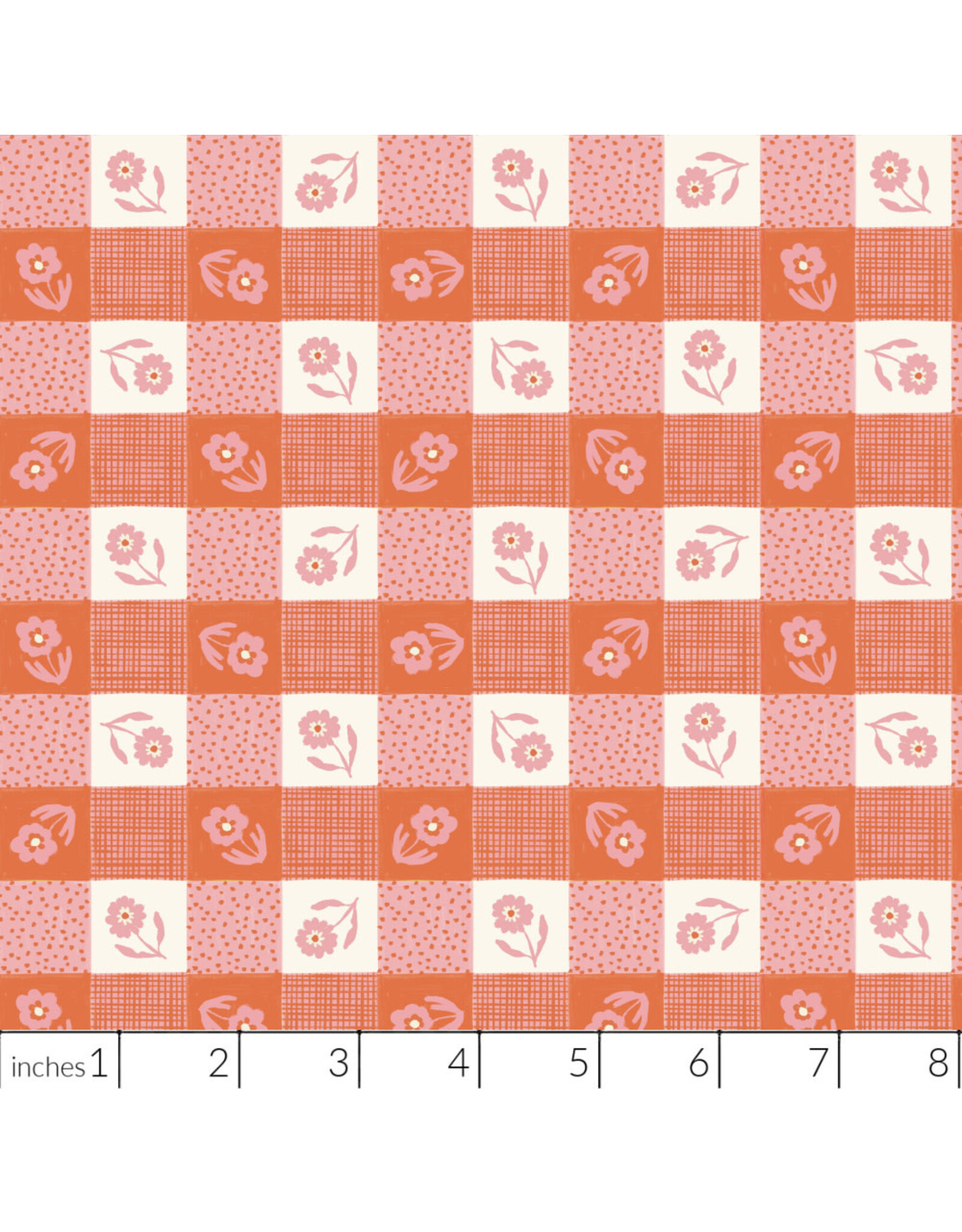 PD's Cloud9 Collection Happy Homestead, Gingham in Pink Orange, Dinner Napkin
