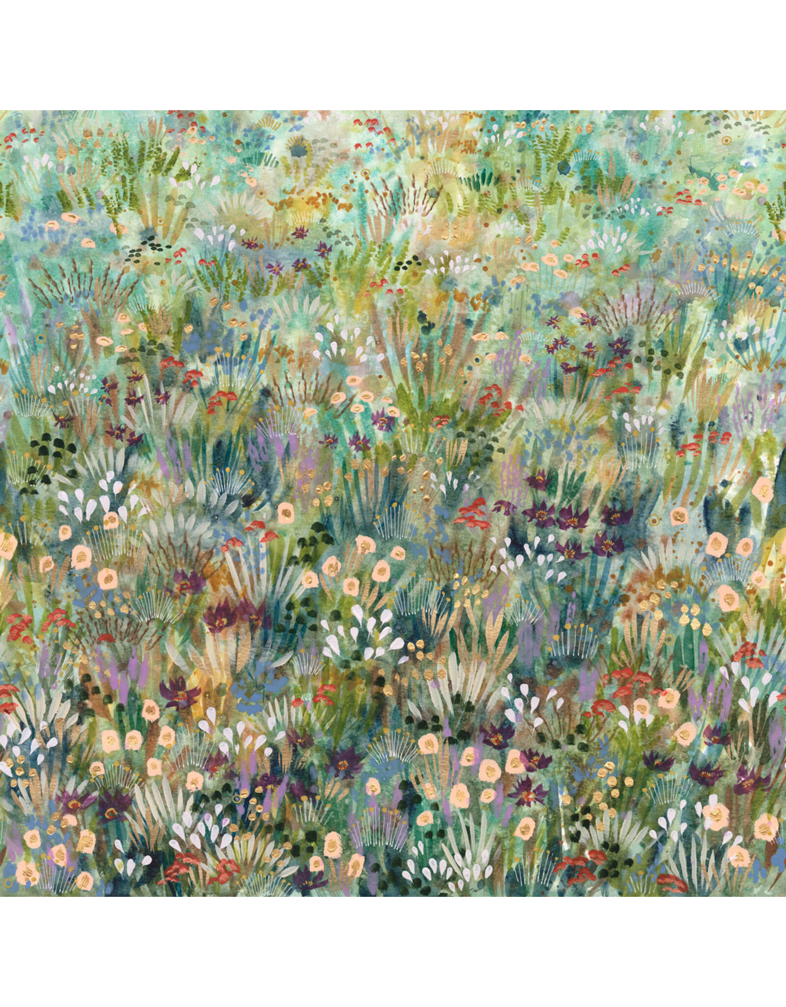 Create Joy Project Wanderlust, Wildflower Grove Border Print in Field, Fabric Half-Yards