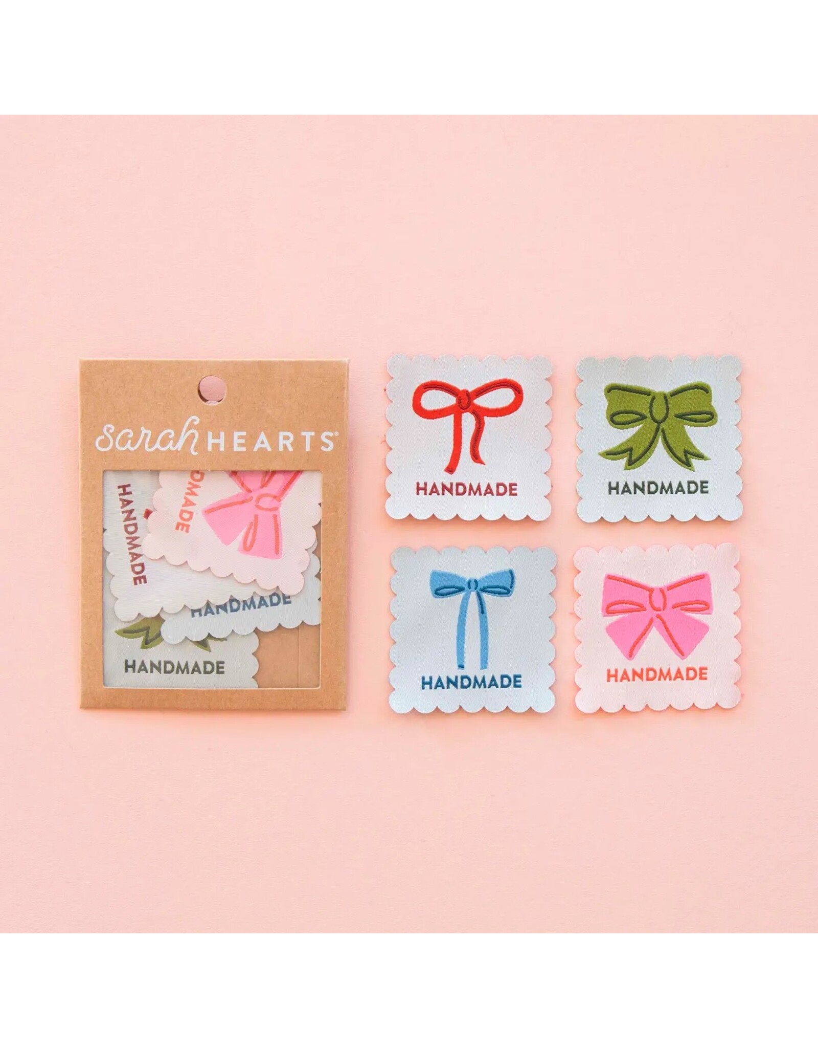Sarah Hearts Bows Multipack - Woven Label Tags, Set of 4