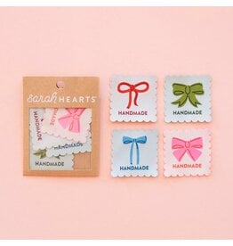 Sarah Hearts Bows Multipack - Woven Label Tags, Set of 4