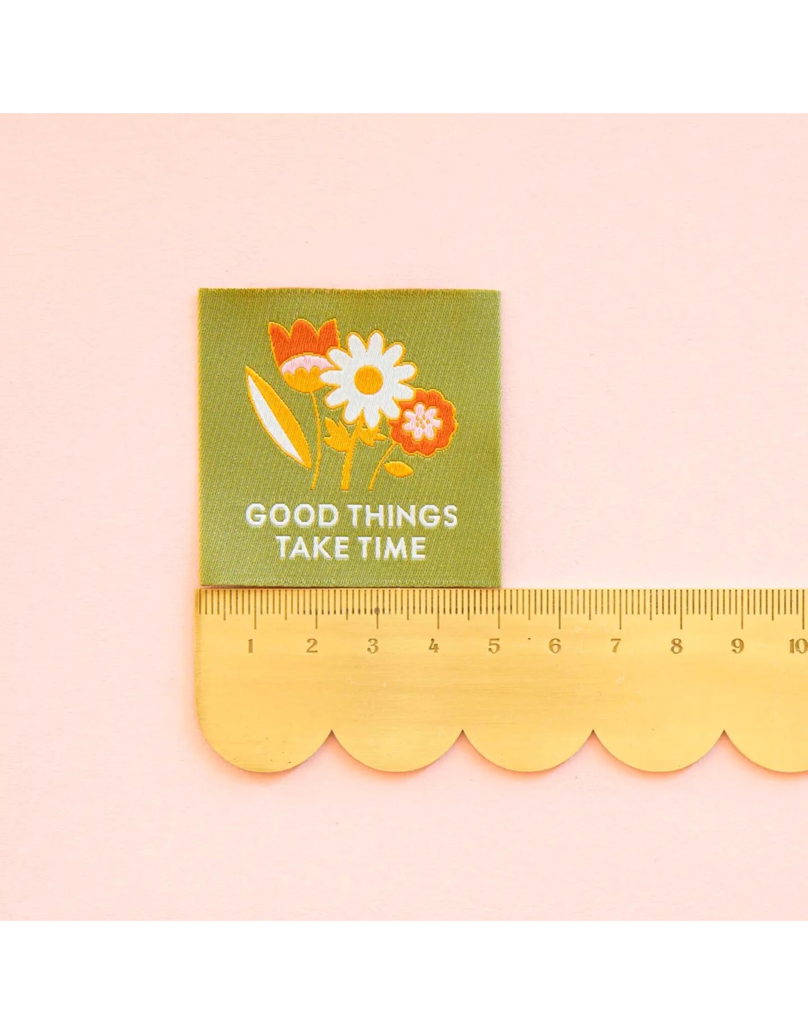 Sarah Hearts Good Things Take Time - Woven Label Tags, Set of 4