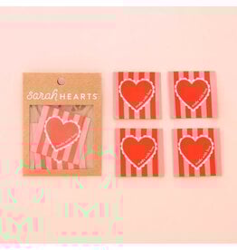 Sarah Hearts Made with Love - Woven Label Tags, Set of 4