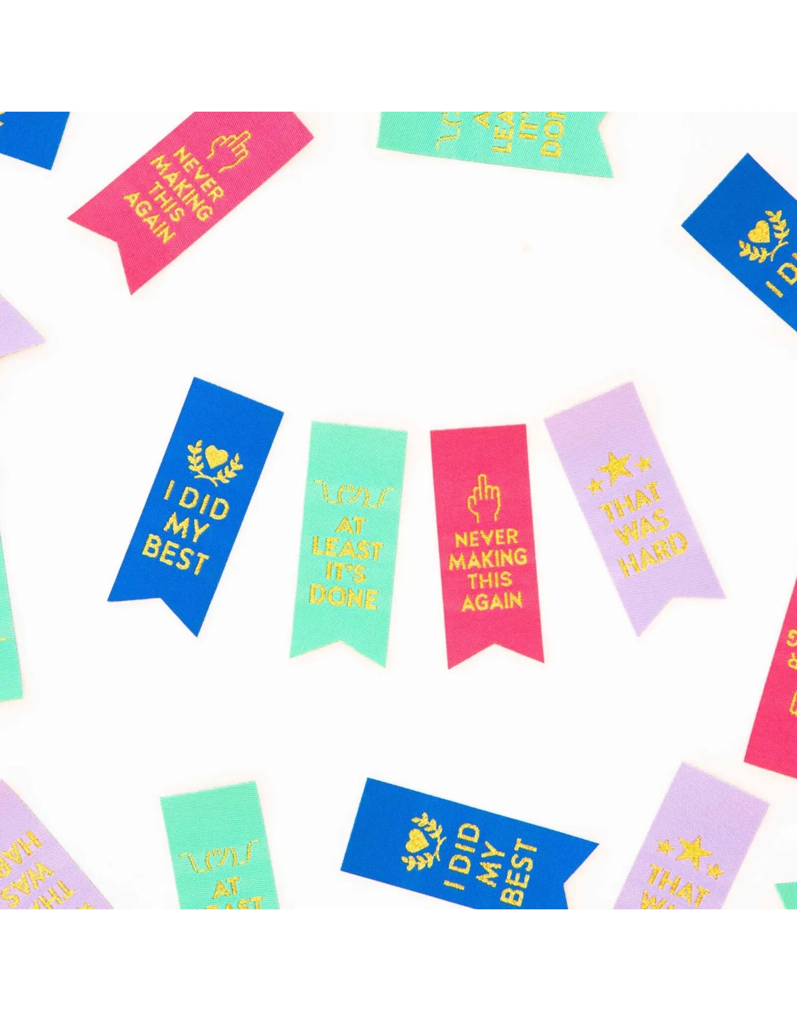 Sarah Hearts Sarcastic Award Ribbon Multipack - Woven Label Tags, Set of 8