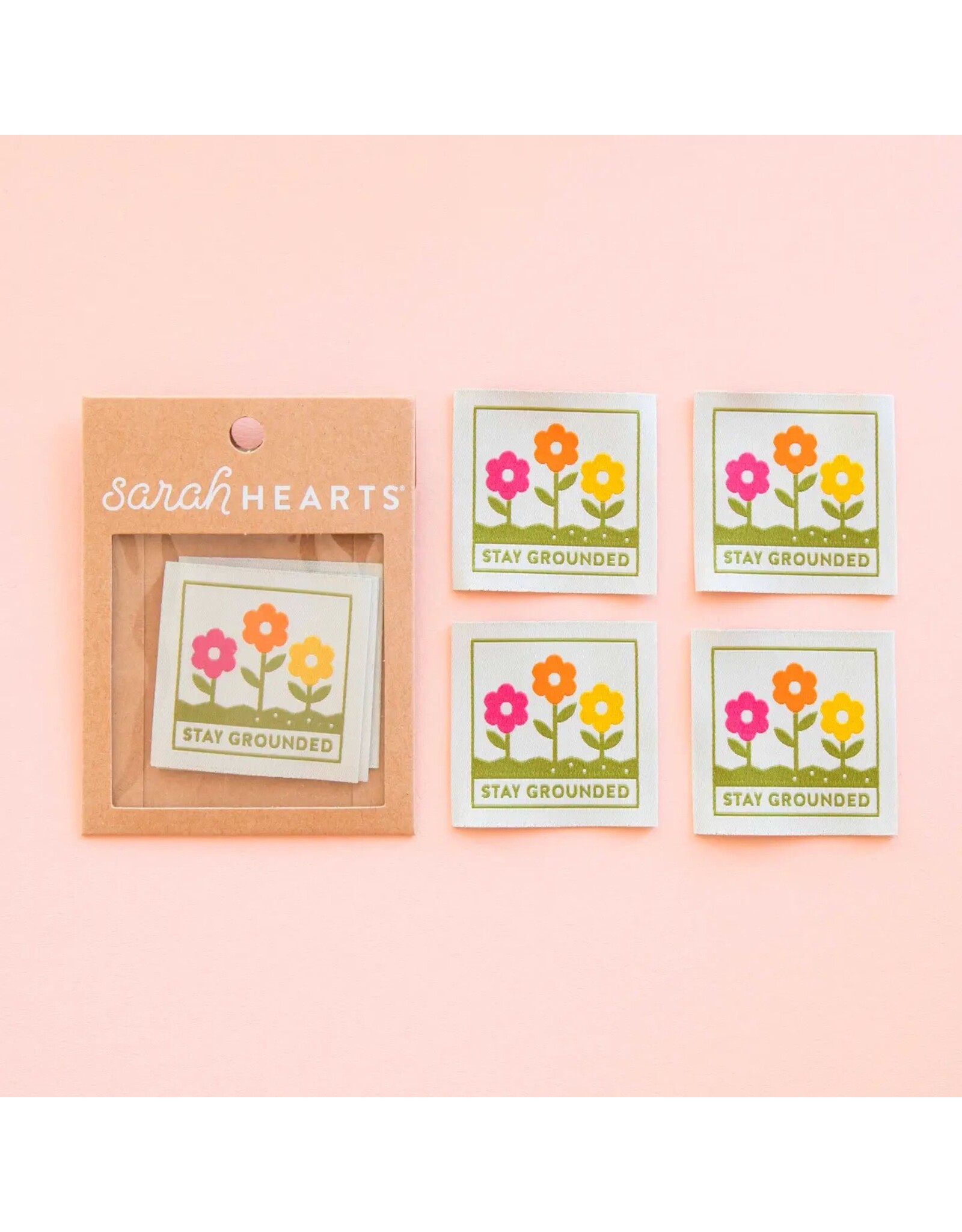 Sarah Hearts Stay Grounded - Woven Label Tags, Set of 4