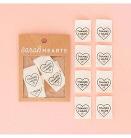 Sarah Hearts Thanks I Made It Heart - Woven Label Tags, Set of 8