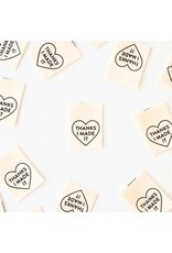 Sarah Hearts Thanks I Made It Heart - Woven Label Tags, Set of 8