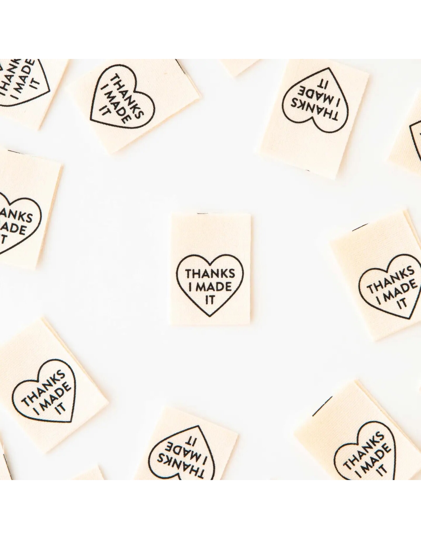 Sarah Hearts Thanks I Made It Heart - Woven Label Tags, Set of 8