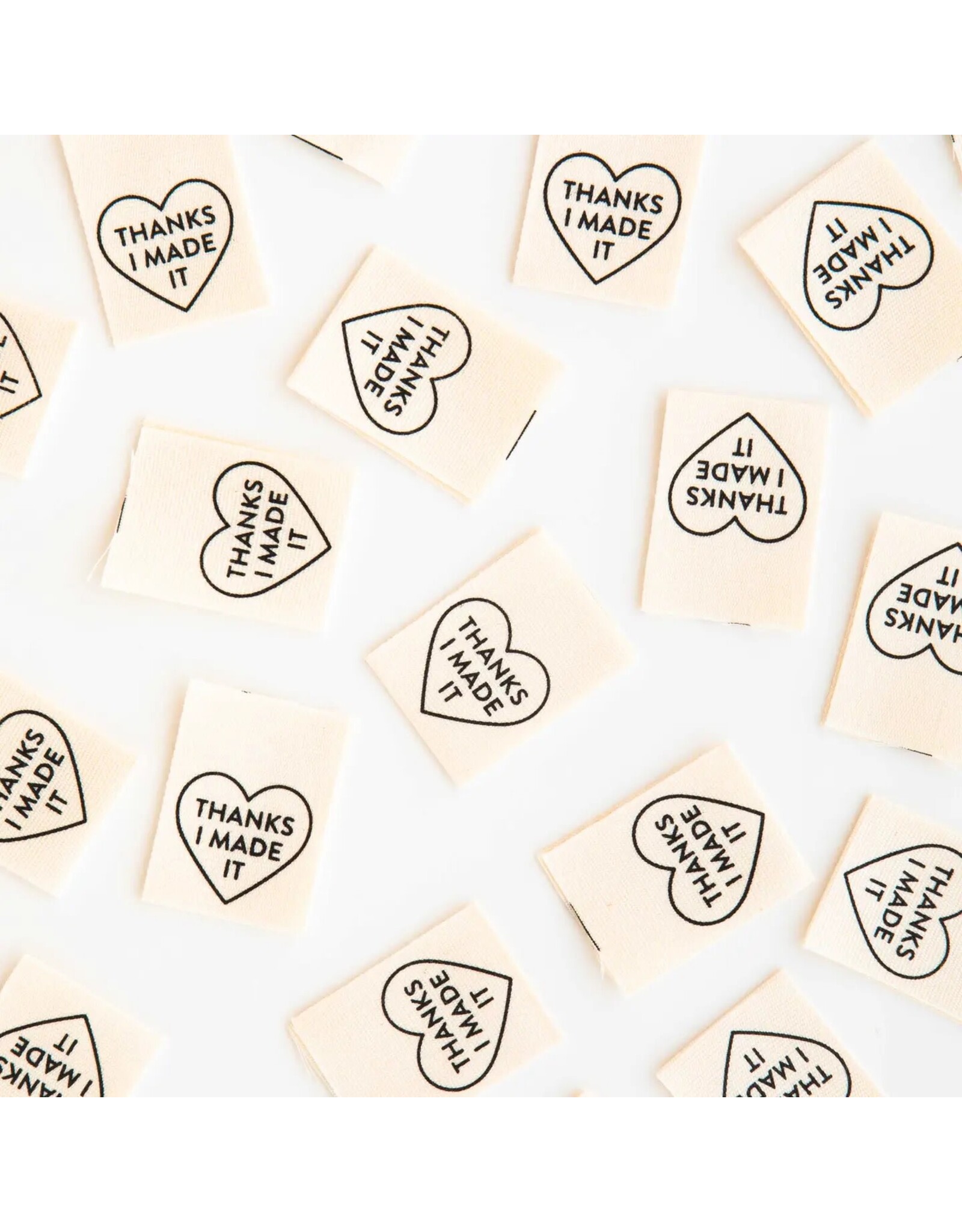 Sarah Hearts Thanks I Made It Heart - Woven Label Tags, Set of 8