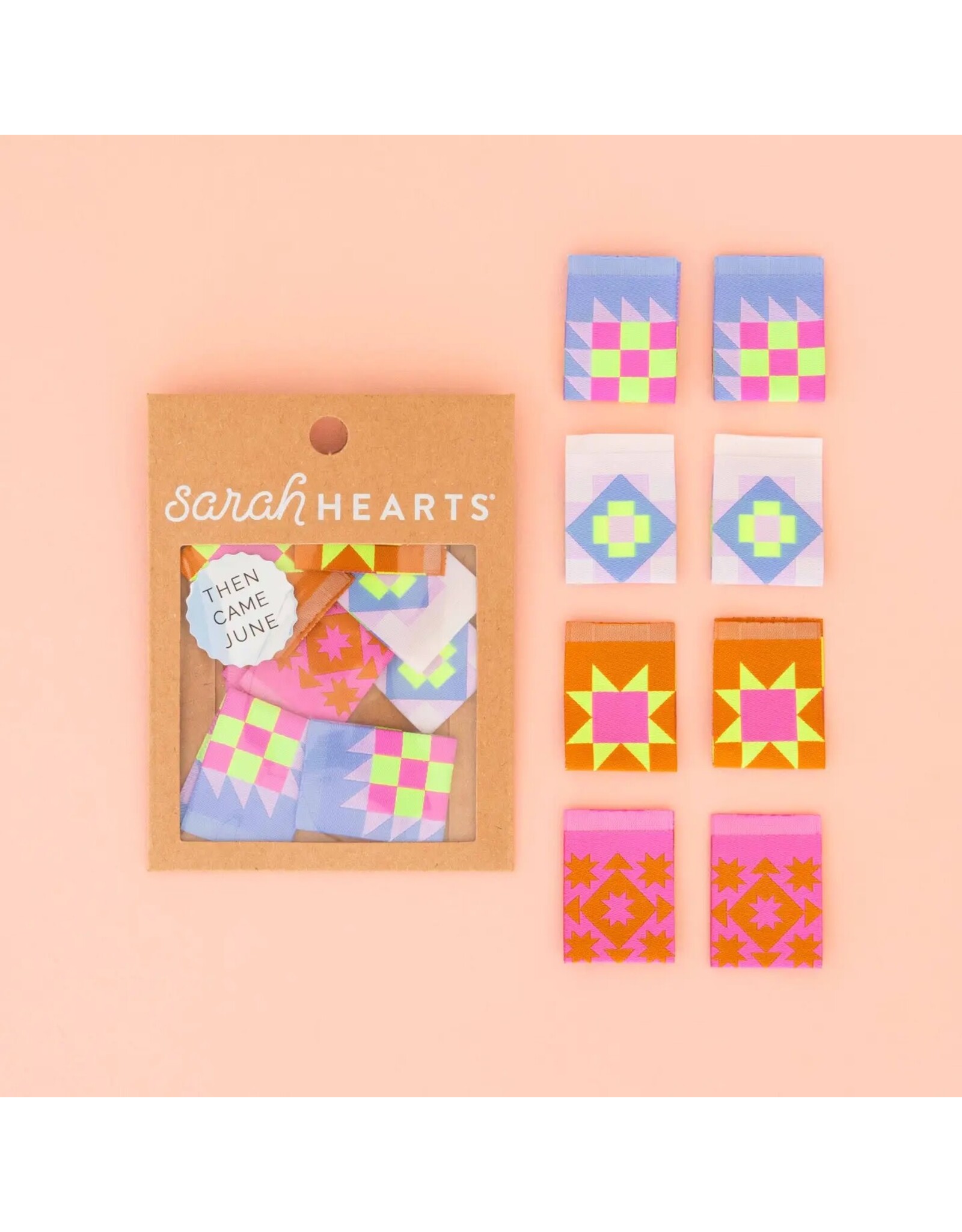 Sarah Hearts Then Came June Quilt Block Multipack - Woven Label Tags, Set of 8