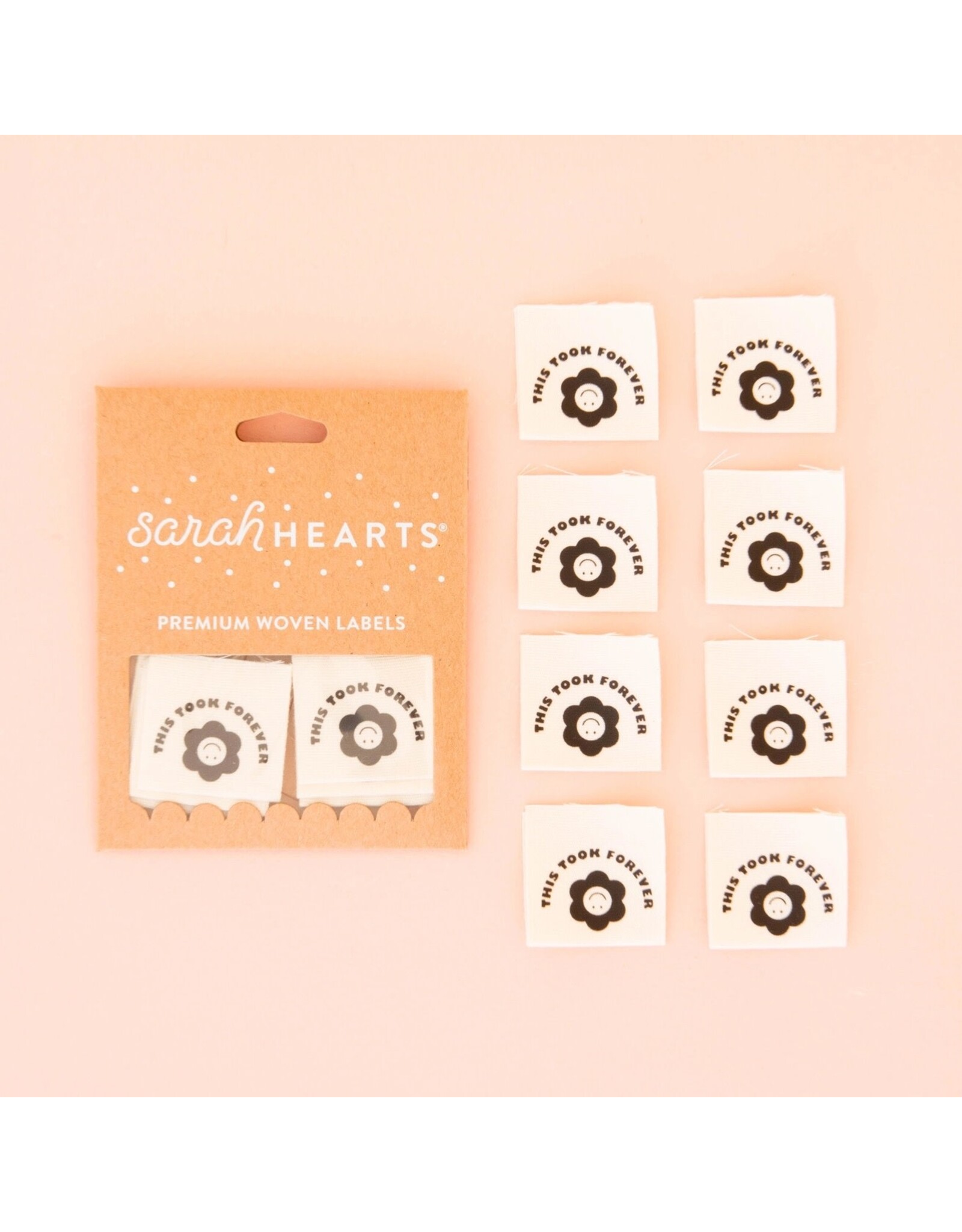 Sarah Hearts This Took Forever - Woven Label Tags, Set of 8