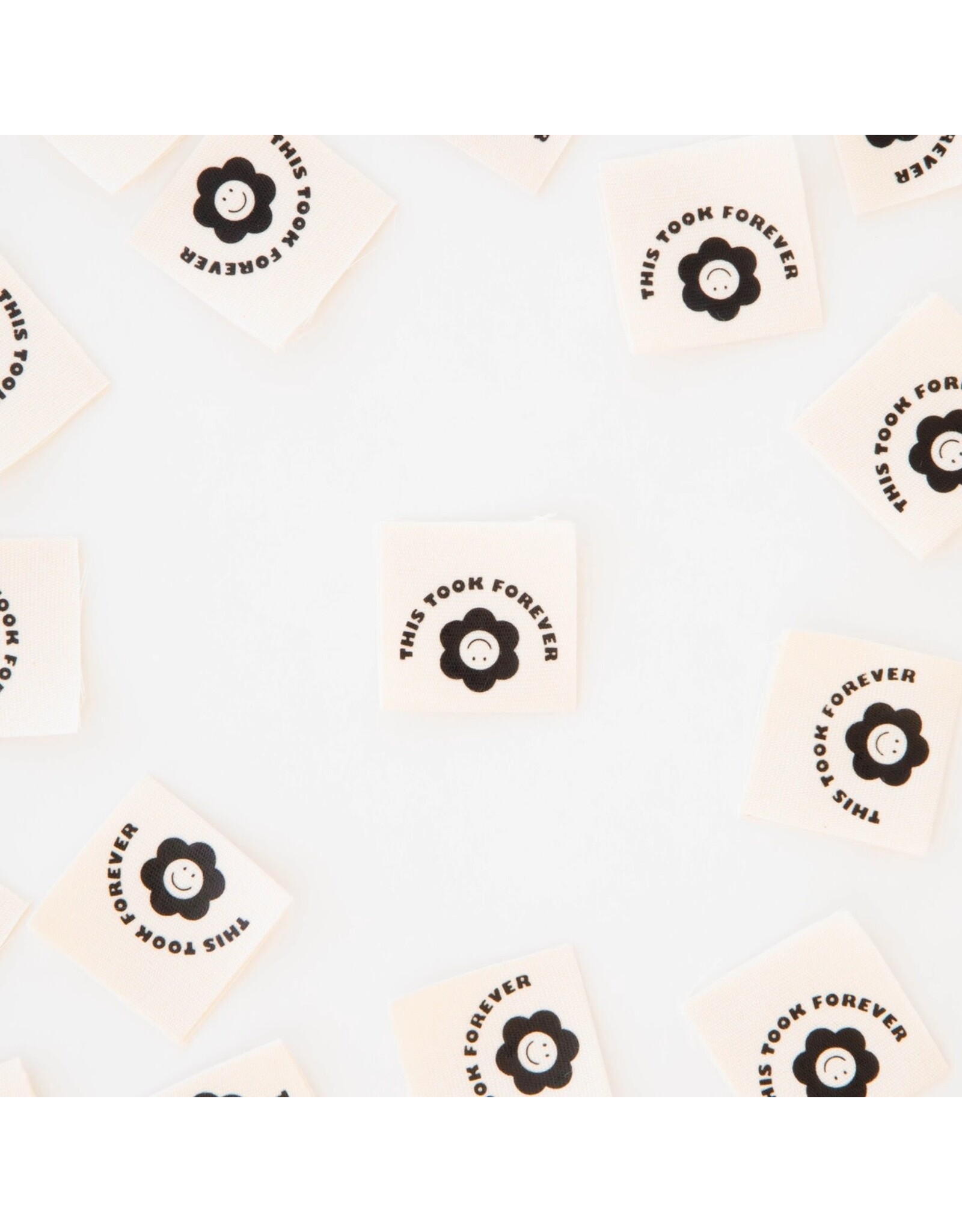 Sarah Hearts This Took Forever - Woven Label Tags, Set of 8