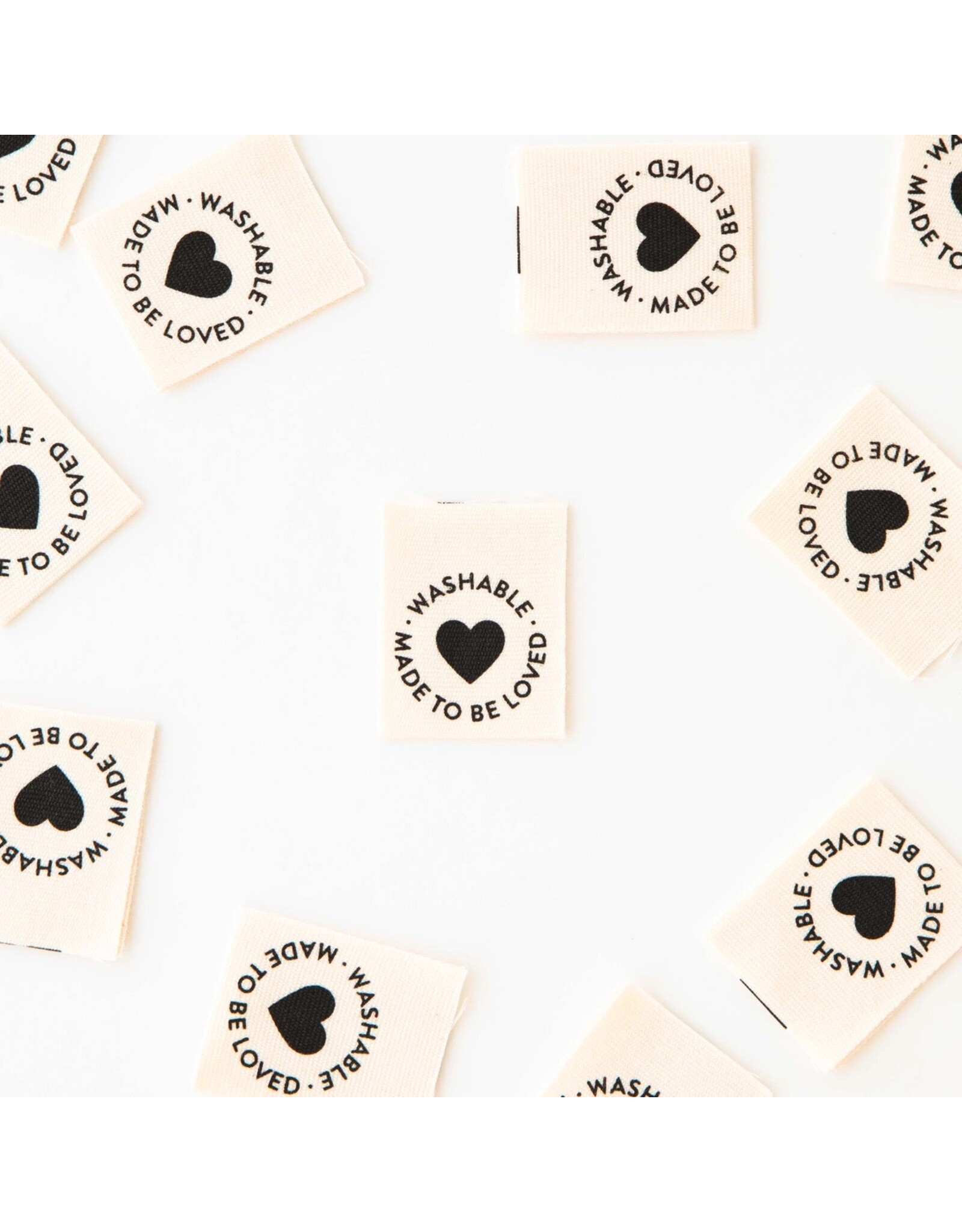 Sarah Hearts Washable - Woven Label Tags, Set of 8