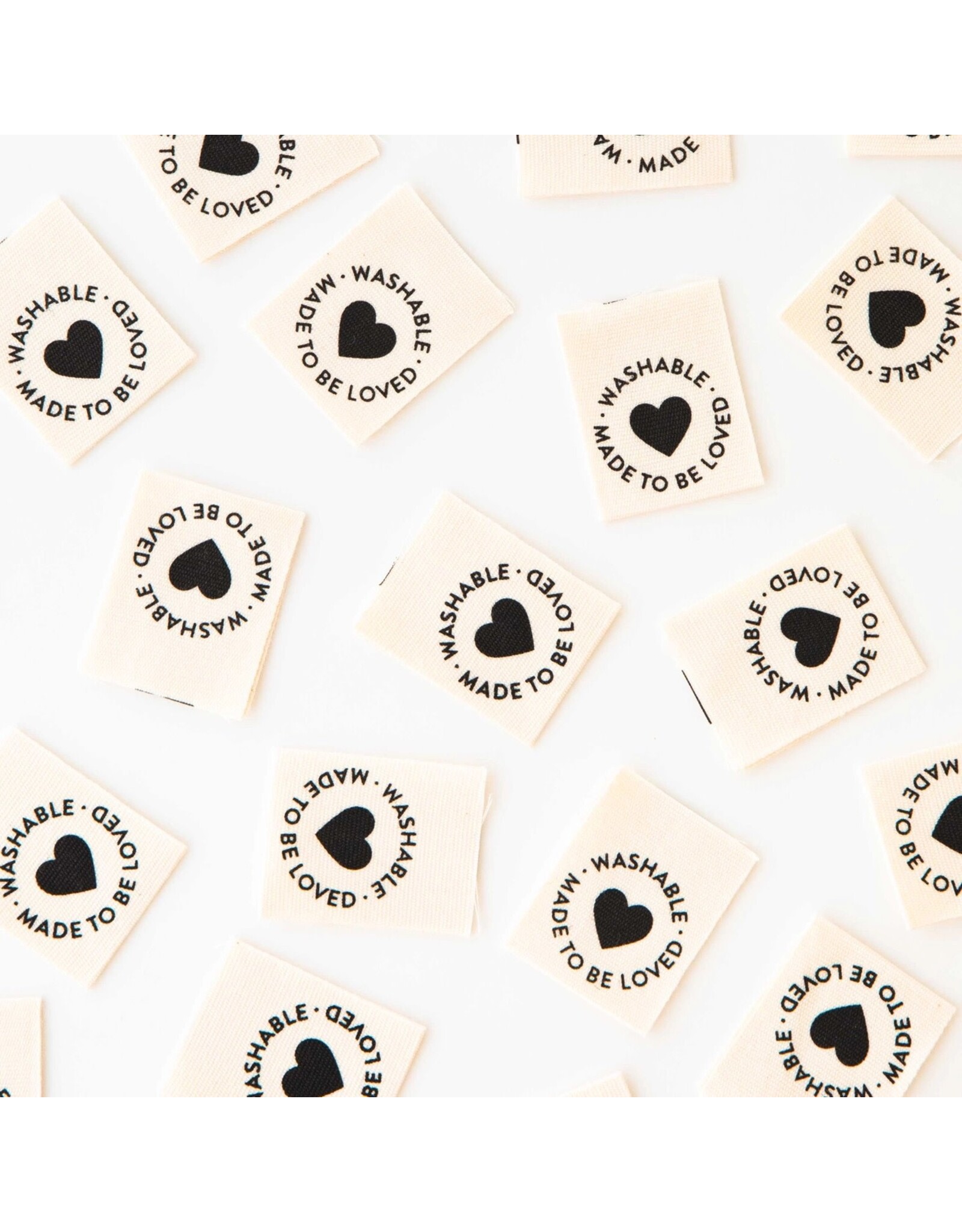Sarah Hearts Washable - Woven Label Tags, Set of 8