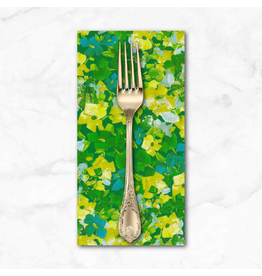 PD's Robert Kaufman Collection ON SALE-Painterly Petals Meadow, Garden in Green, Dinner Napkin