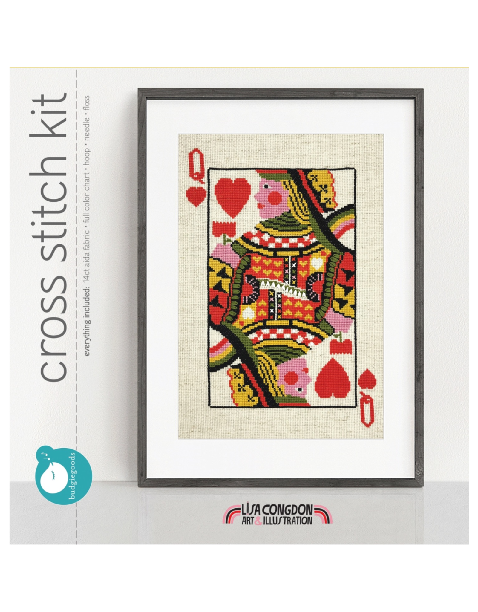budgiegoods Queen of Hearts Cross Stitch Kit by budgiegoods