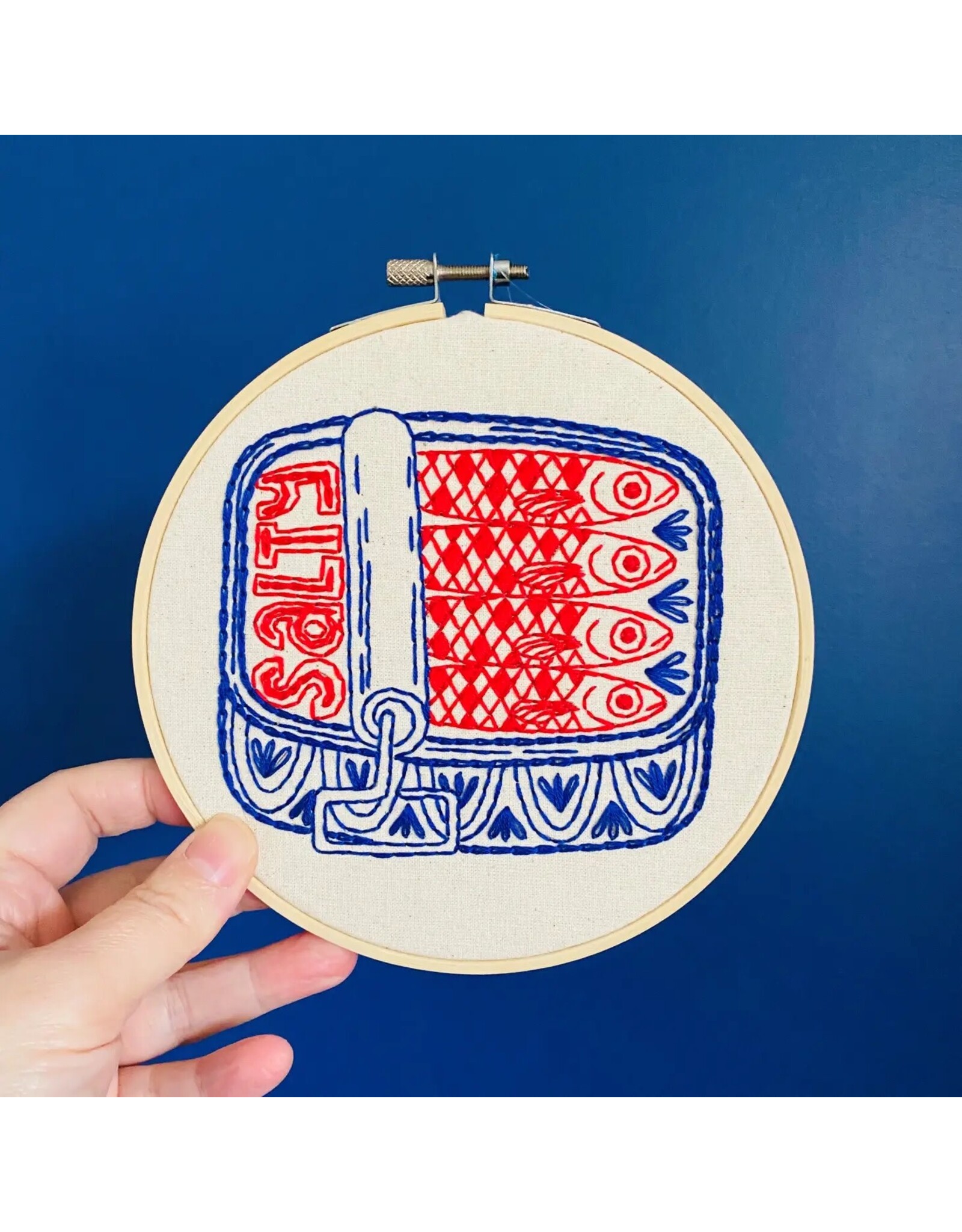 Hook, Line & Tinker Canned Sardines, Embroidery Kit