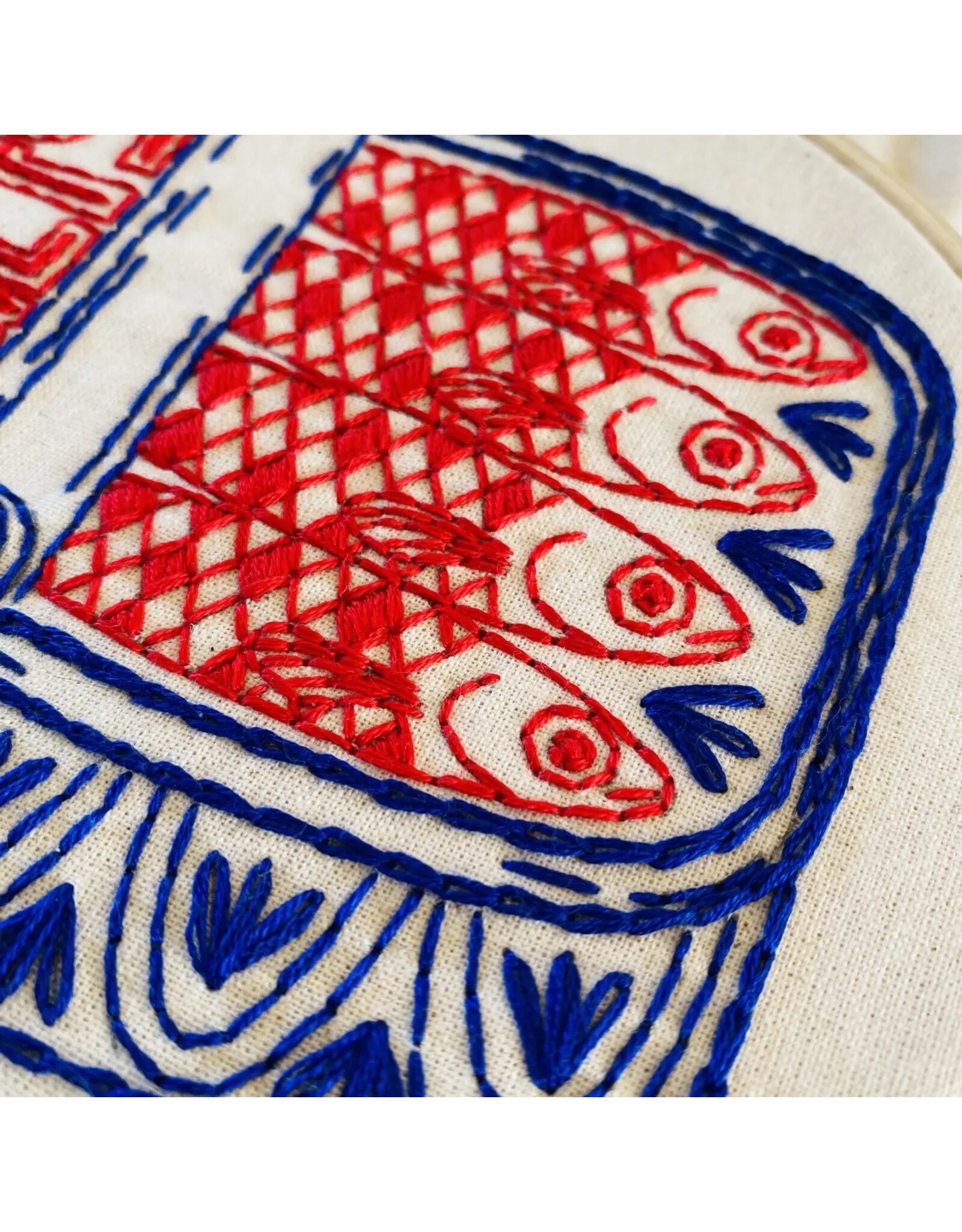 Hook, Line & Tinker Canned Sardines, Embroidery Kit