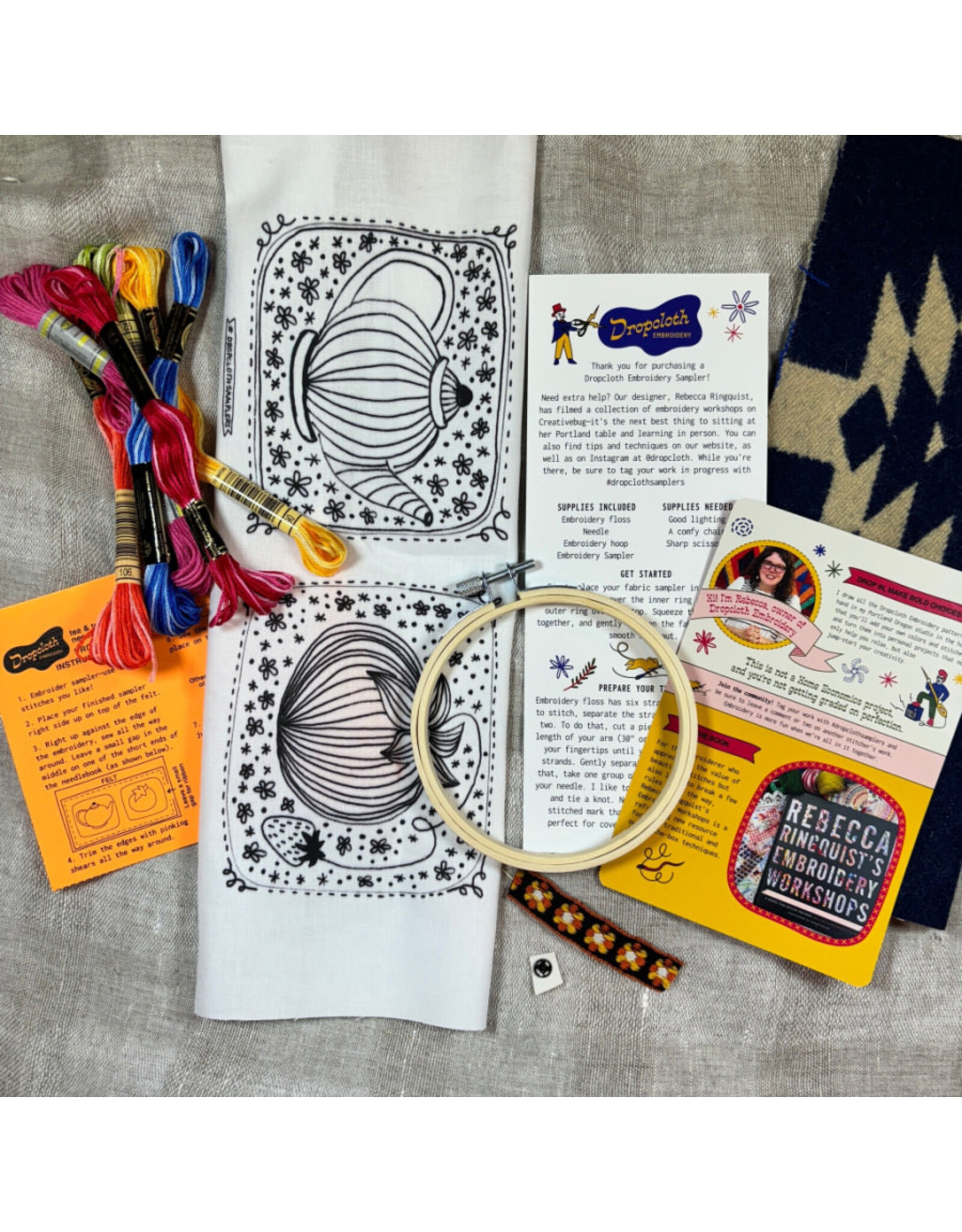 Dropcloth Samplers Tea & Tomatoes Needlebook, Embroidery Sampler KIT