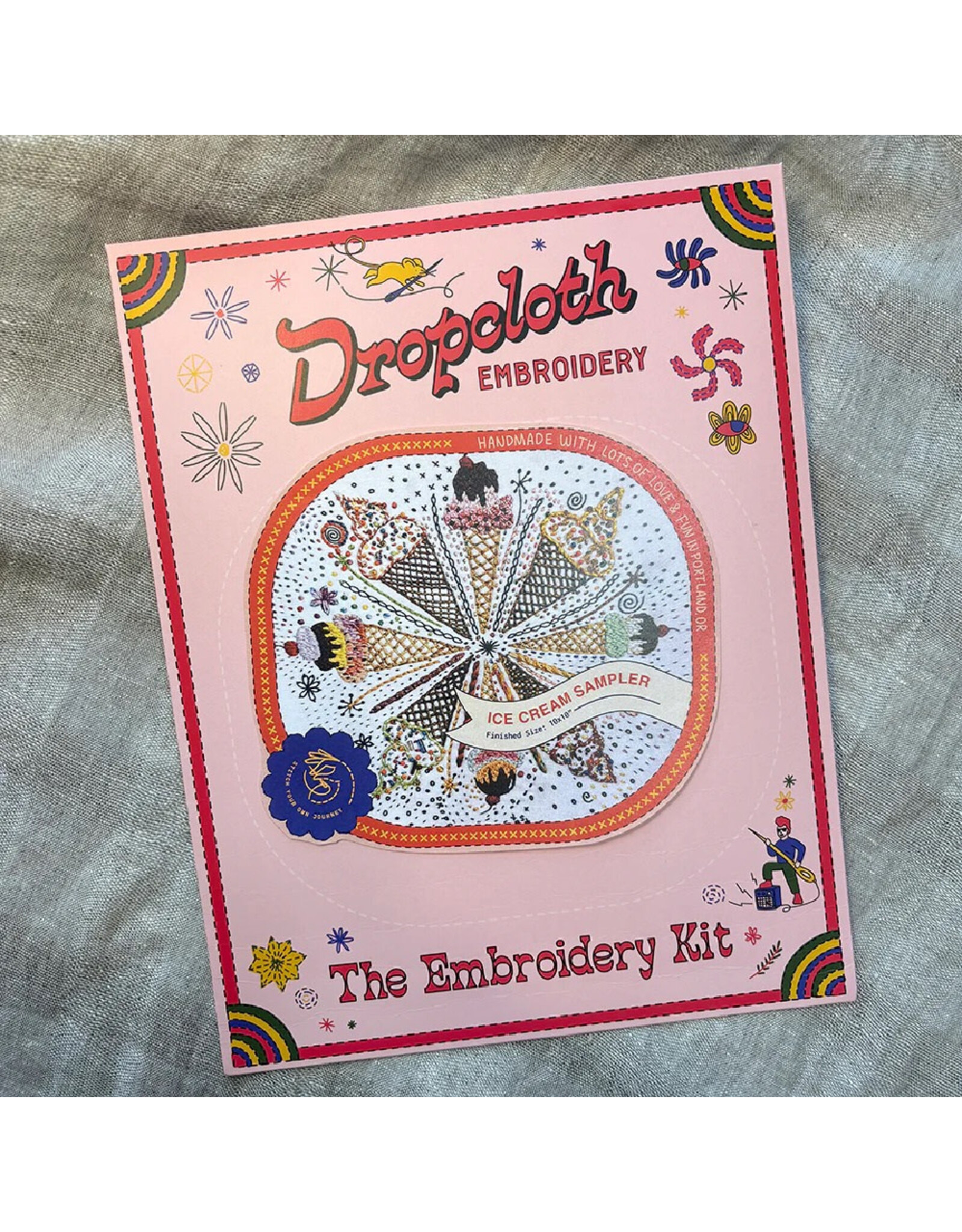 Dropcloth Samplers Ice Cream, Embroidery Sampler KIT