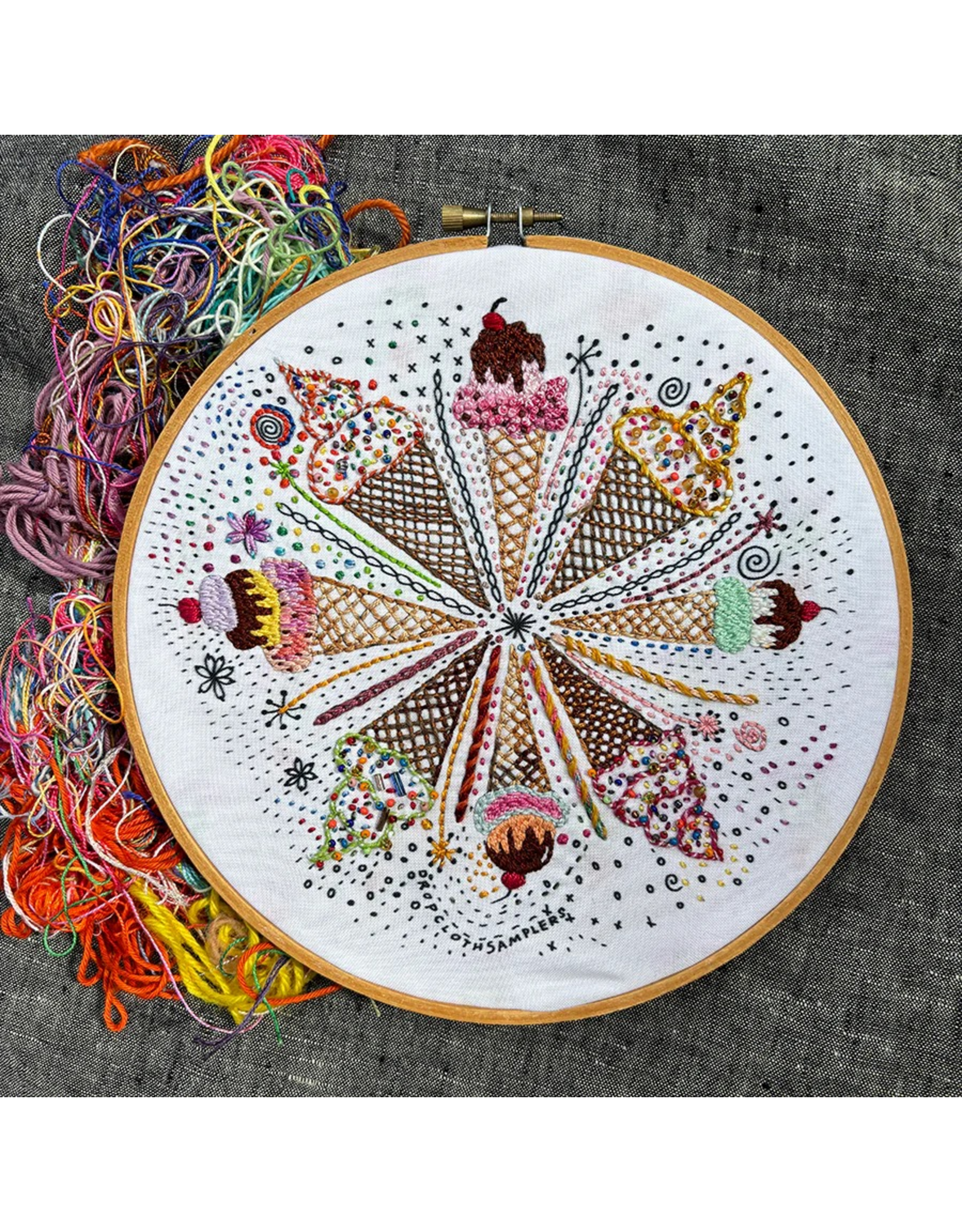 Dropcloth Samplers Ice Cream, Embroidery Sampler KIT
