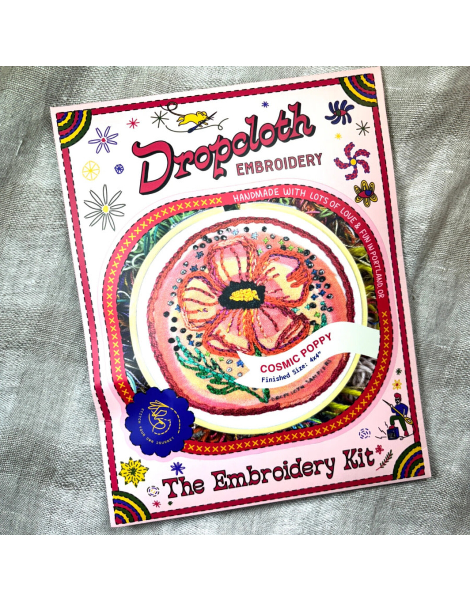 Dropcloth Samplers Cosmic Poppy, Embroidery Sampler KIT