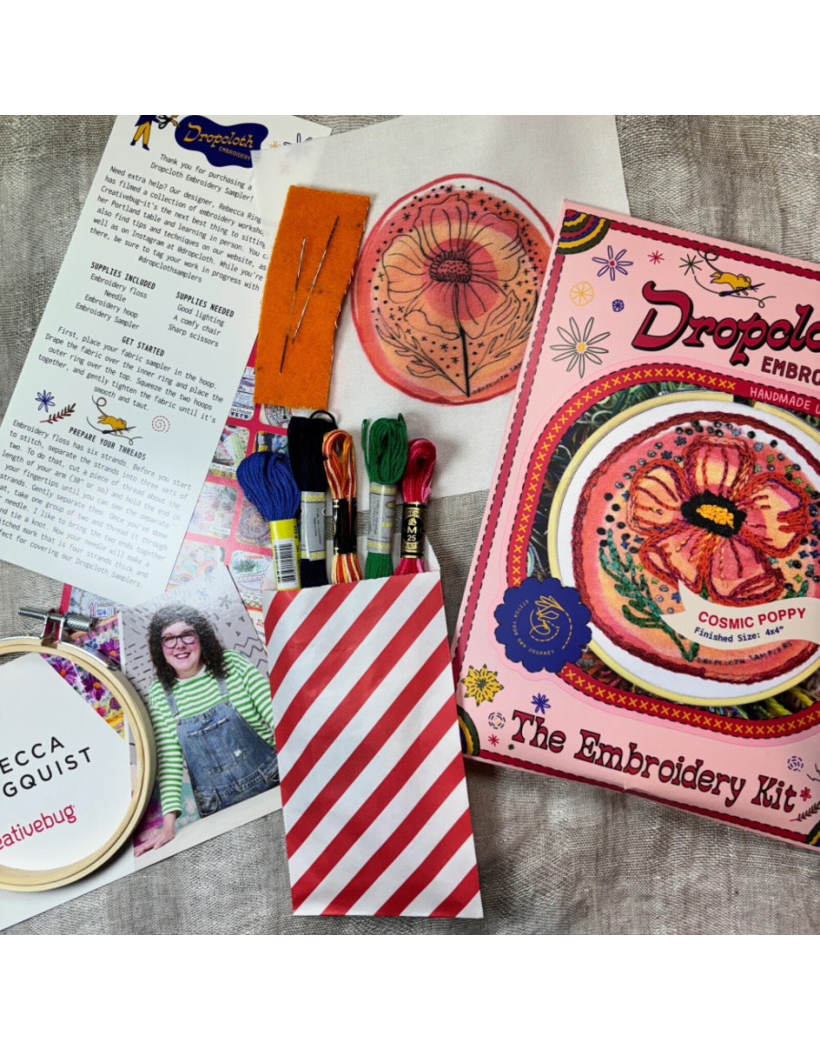 Dropcloth Samplers Cosmic Poppy, Embroidery Sampler KIT