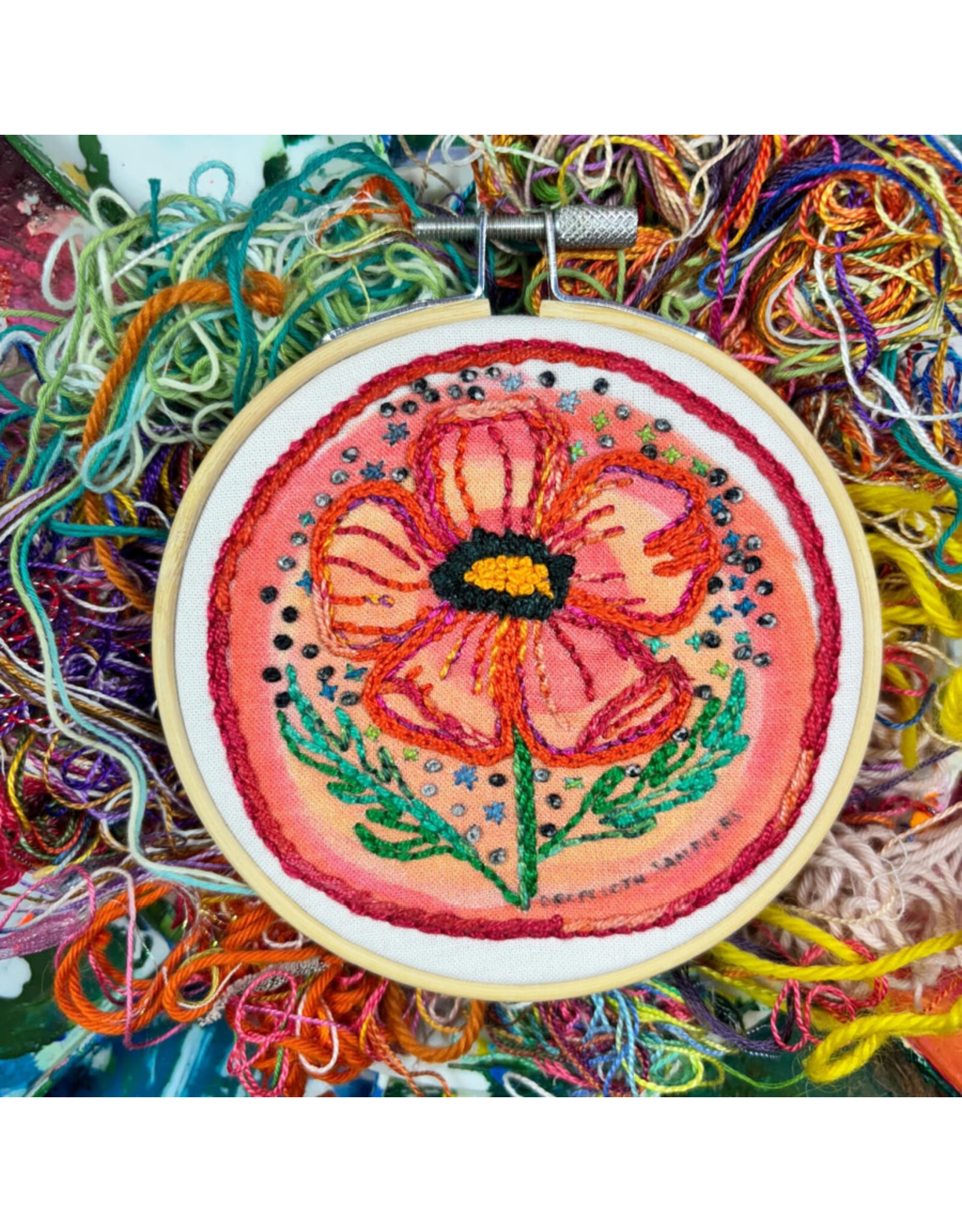 Dropcloth Samplers Cosmic Poppy, Embroidery Sampler KIT