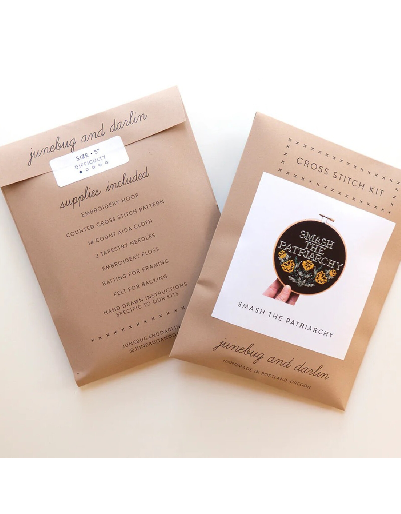 Junebug & Darlin Smash the Patriarchy Cross Stitch Kit