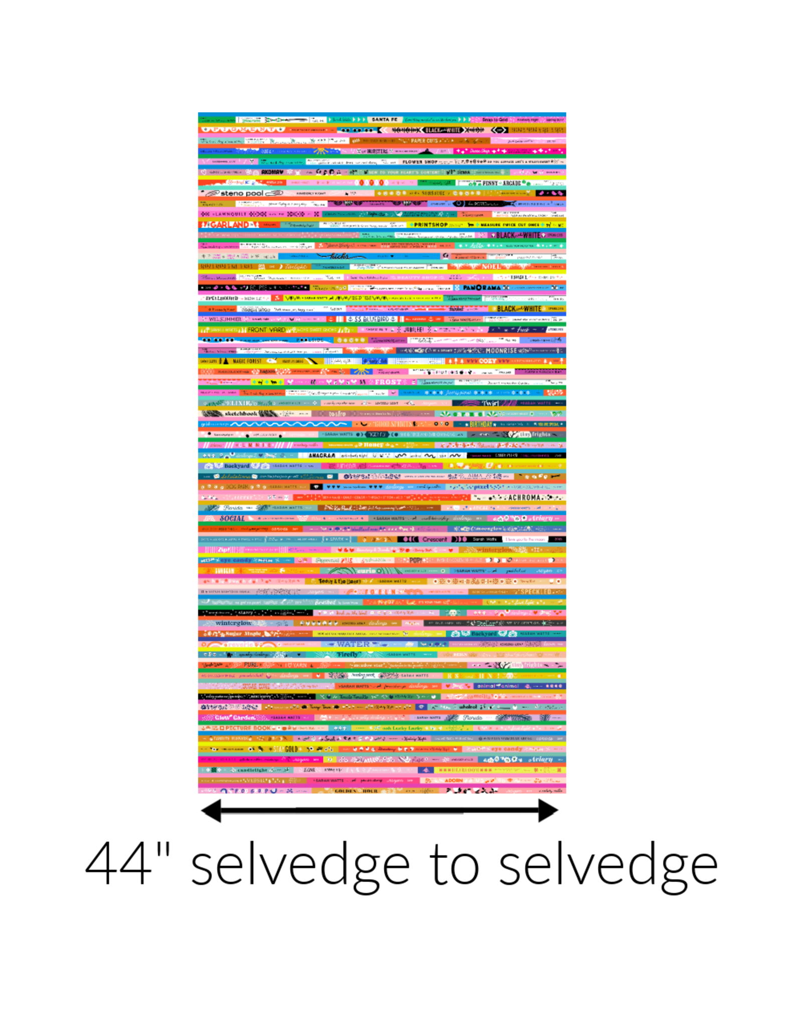 Ruby Star Society for Moda Selvedge Magic, Selvedge Text in Multi, Fabric Half-Yards