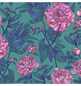 Anna Maria 108" Wide Back, Indelible, Peony in Jade,  Fabric Half-Yards