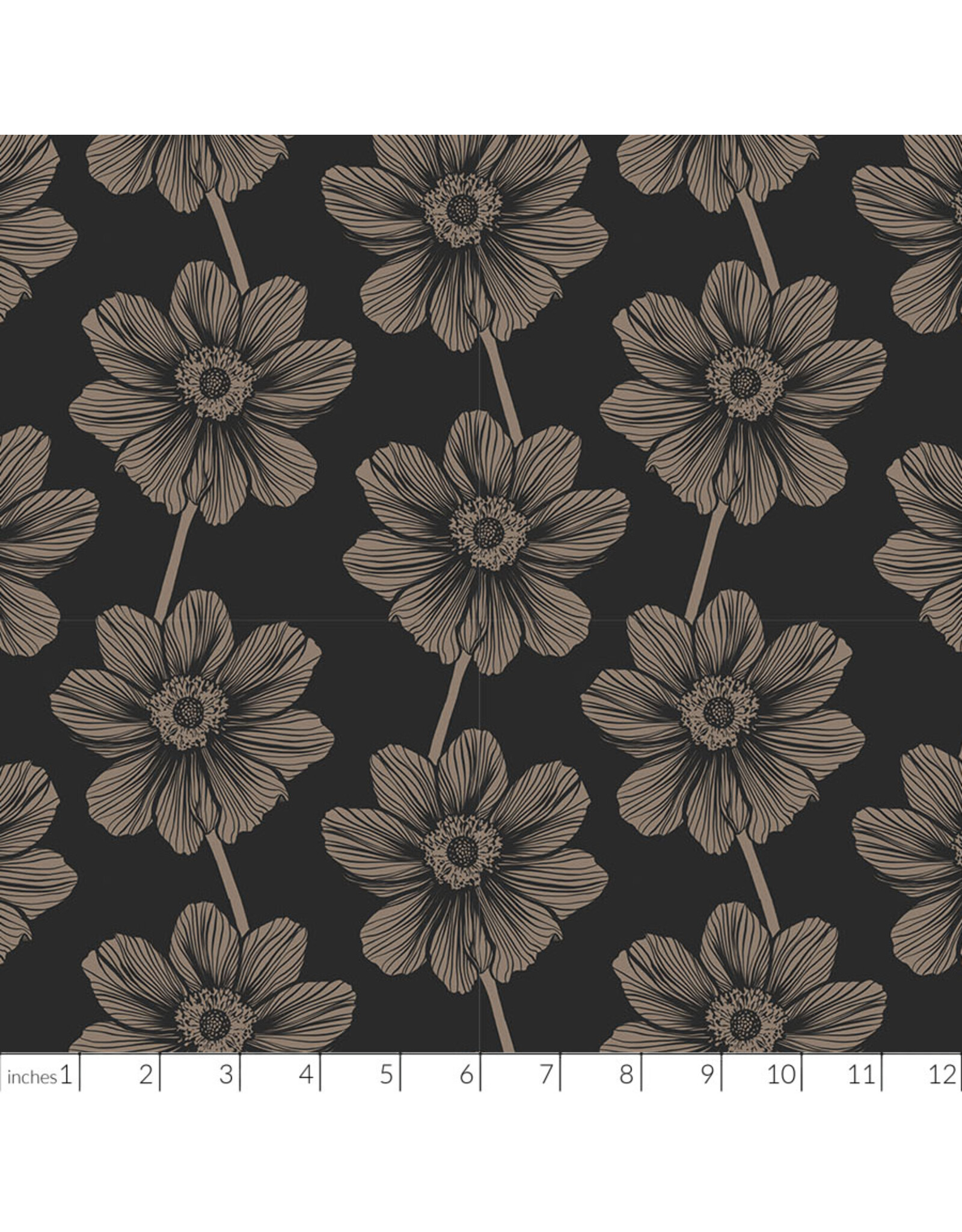 Anna Maria Indelible, Anemone in Silvertone, Fabric Half-Yards