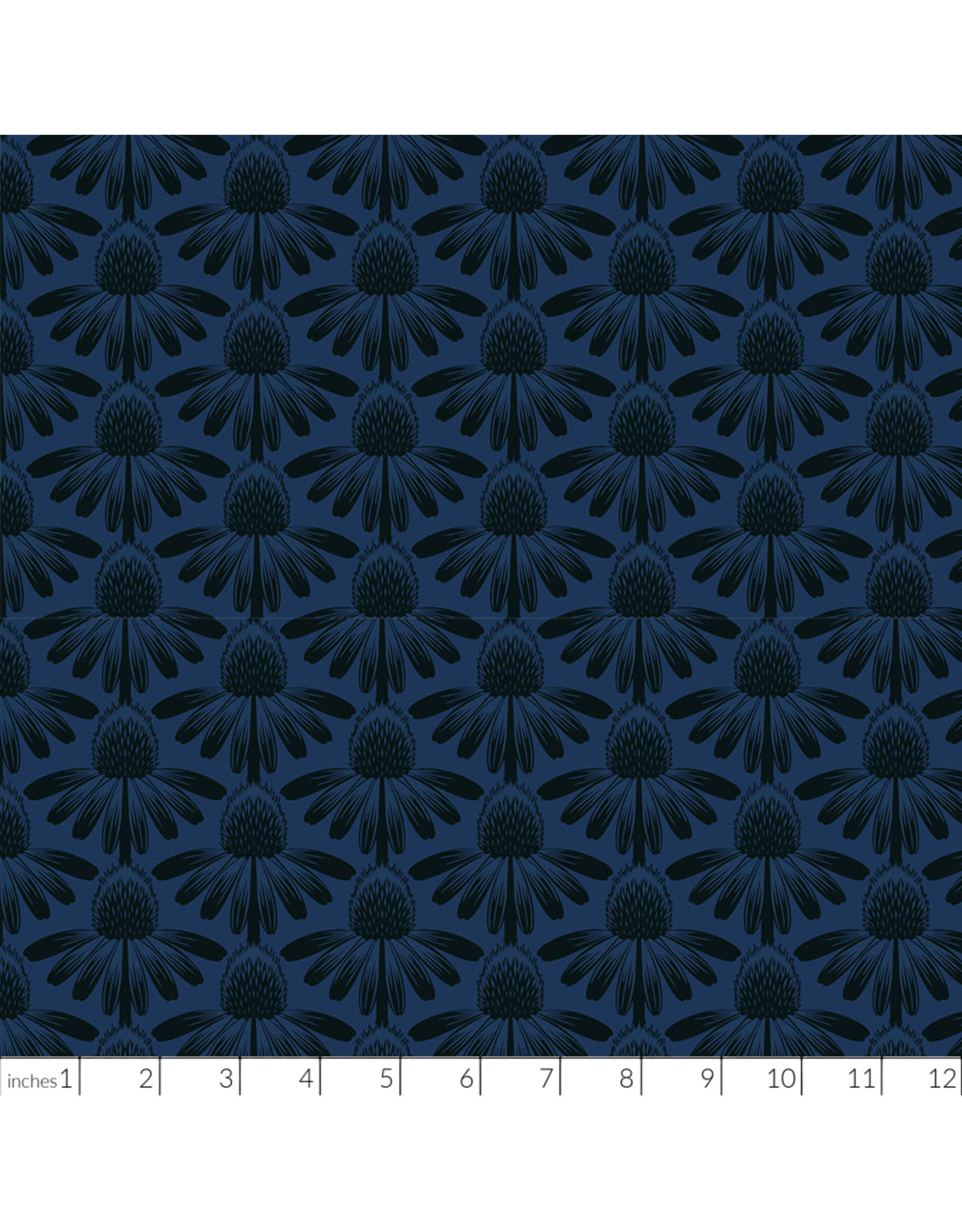 Anna Maria Indelible, Coneflower in Night, Fabric Half-Yards
