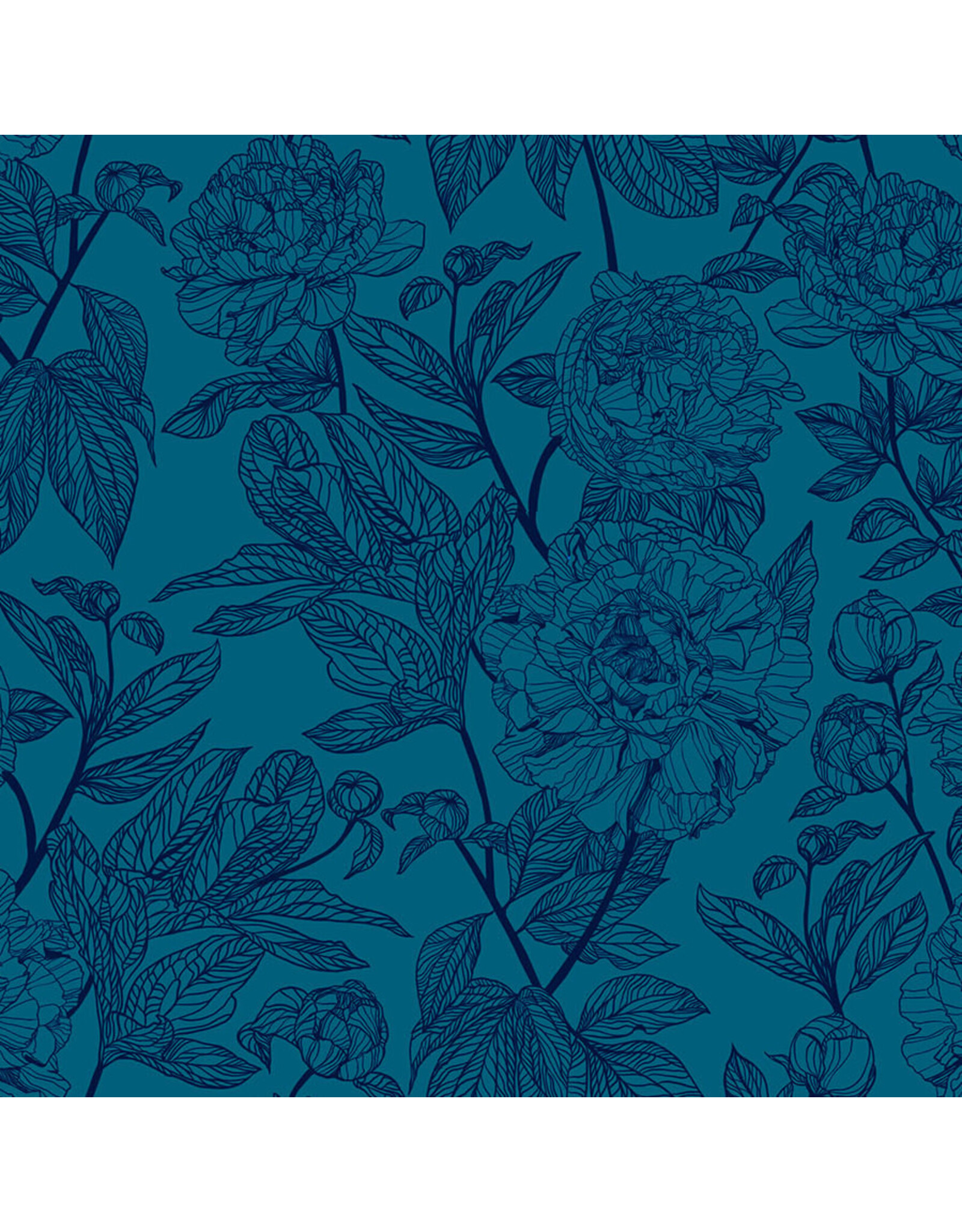 Anna Maria Indelible, Peony in Ocean, Fabric Half-Yards