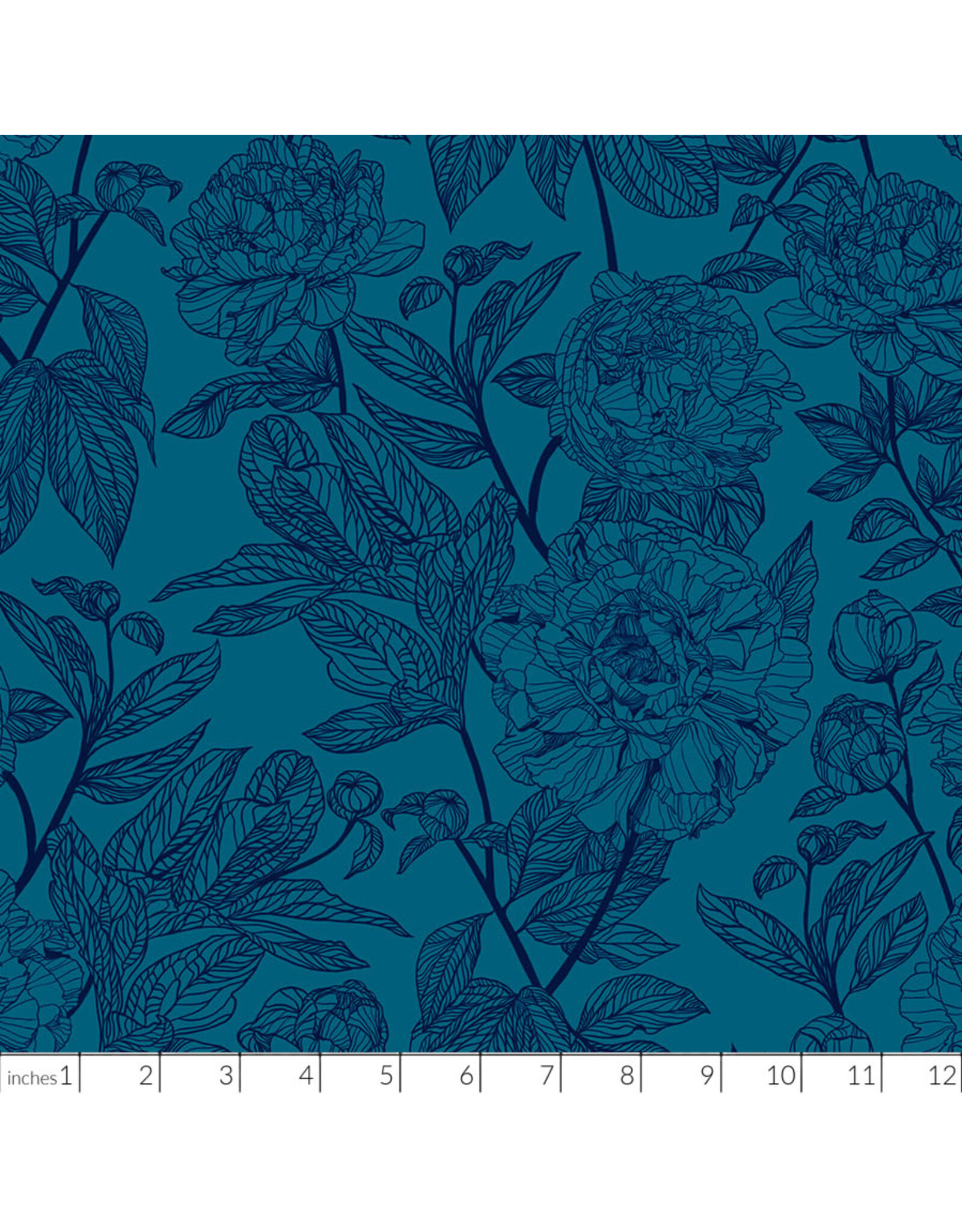 Anna Maria Indelible, Peony in Ocean, Fabric Half-Yards