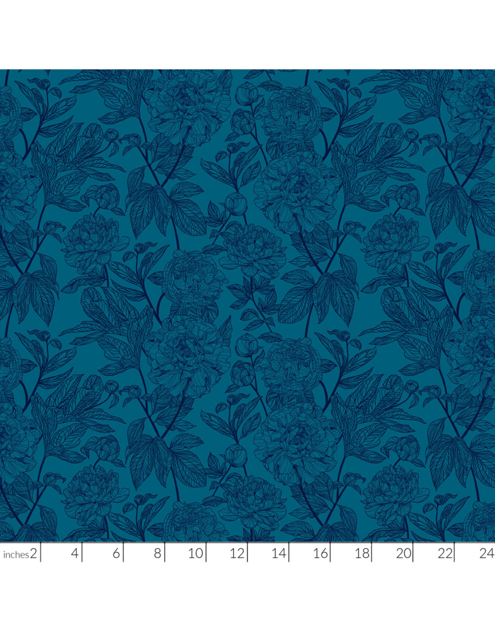 Anna Maria Indelible, Peony in Ocean, Fabric Half-Yards