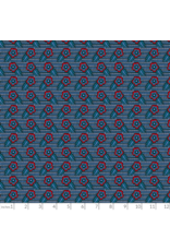 Anna Maria Shooting Star, Woodcarving in Indigo, Fabric Half-Yards