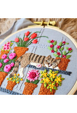 Jessica Long Embroidery Catnap with Flowers, Embroidery Kit