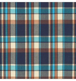 Robert Kaufman ON SALE - 2.5 YARD CUT, Mad for Madras, Woven Plaid in Turquoise