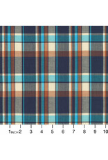 Robert Kaufman ON SALE - 2.5 YARD CUT, Mad for Madras, Woven Plaid in Turquoise