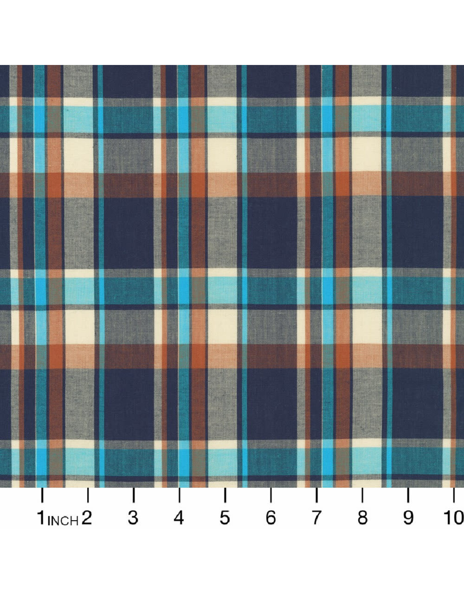 Robert Kaufman ON SALE - 2.5 YARD CUT, Mad for Madras, Woven Plaid in Turquoise