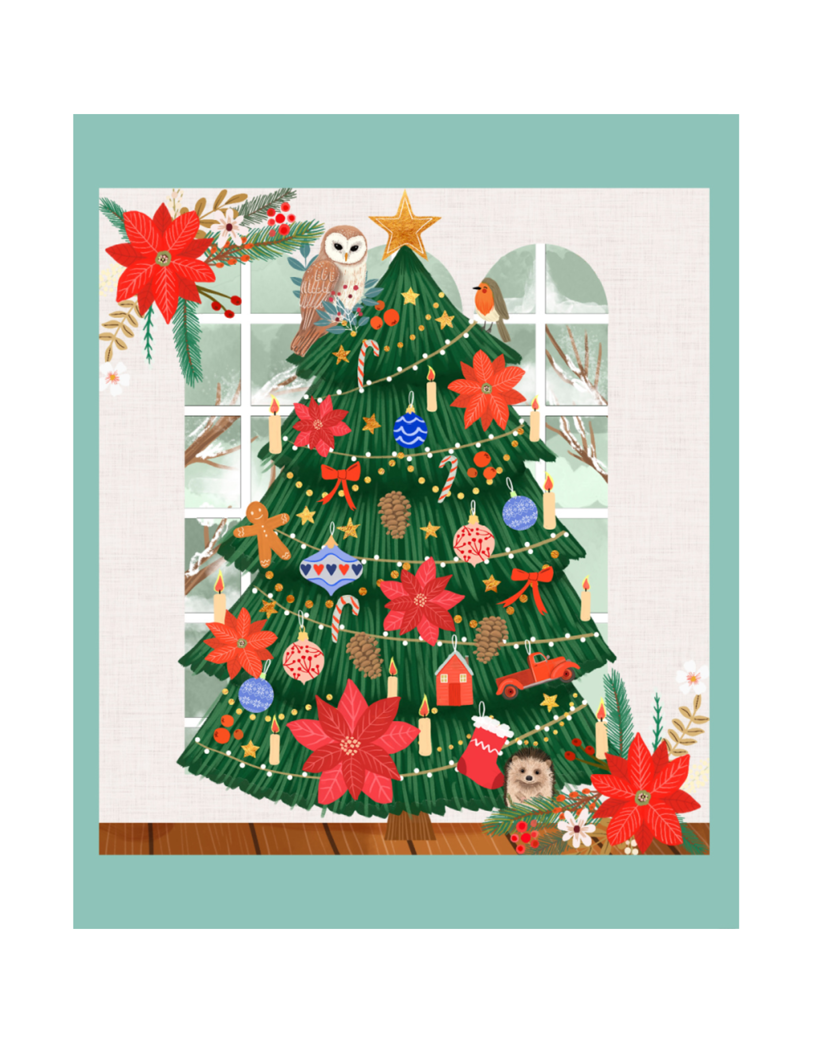 Mia Charro Christmas Cabin, Cozy Christmas 36"x 44" Fabric Panel