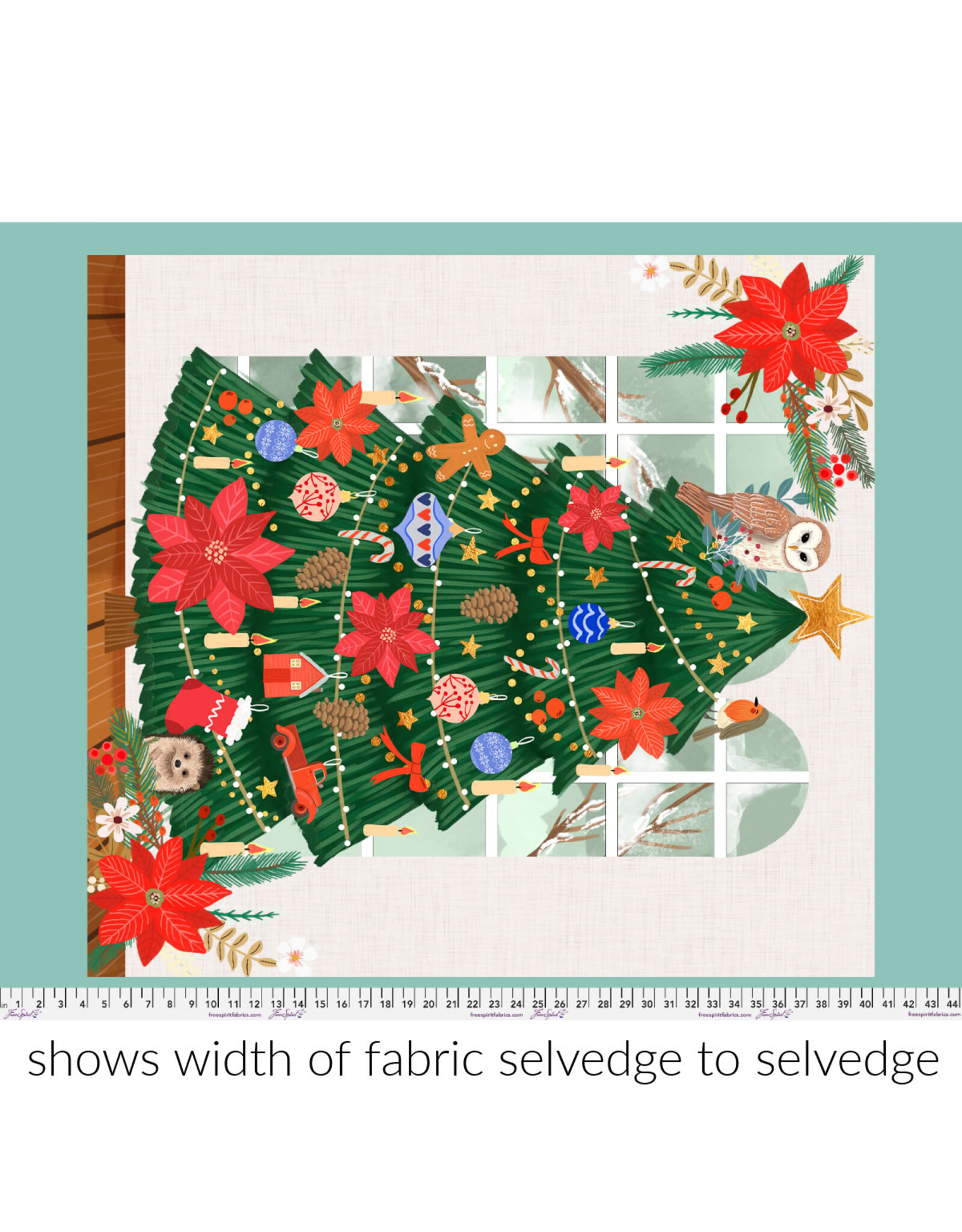 Mia Charro Christmas Cabin, Cozy Christmas 36"x 44" Fabric Panel