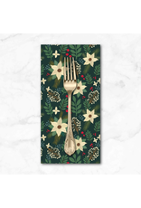 Christmas Collection Christmas Cabin, Winter Floral in Green, Dinner Napkin