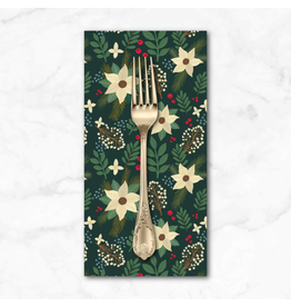 Christmas Collection Christmas Cabin, Winter Floral in Green, Dinner Napkin